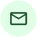 A green envelope in an oval with a black background
